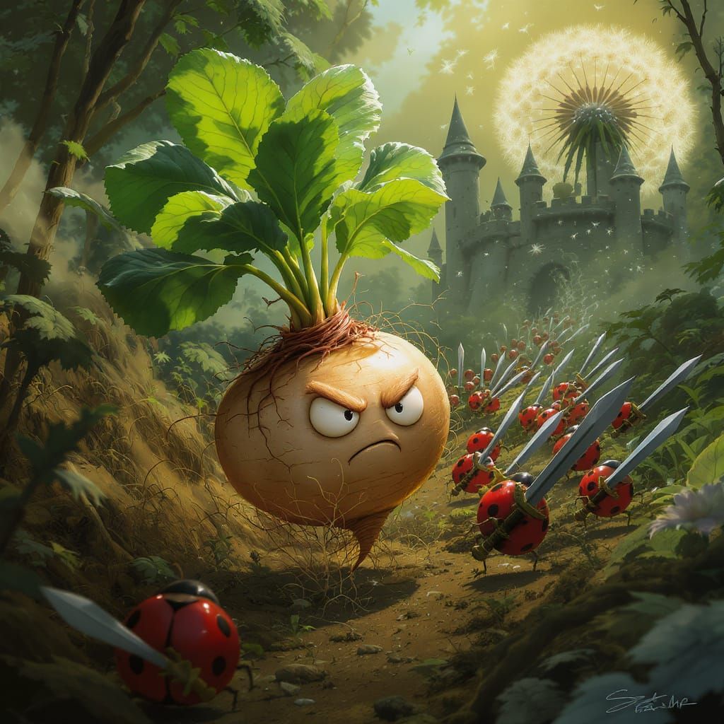 Courageous Turnip Leads Ladybug Knights