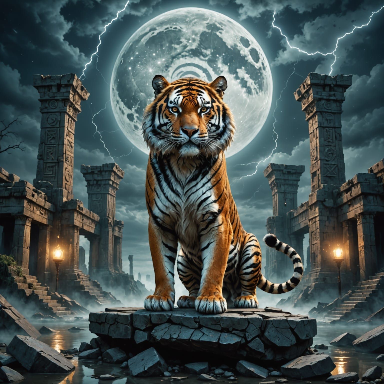 Runed Tiger on Shattered Moon Ruins