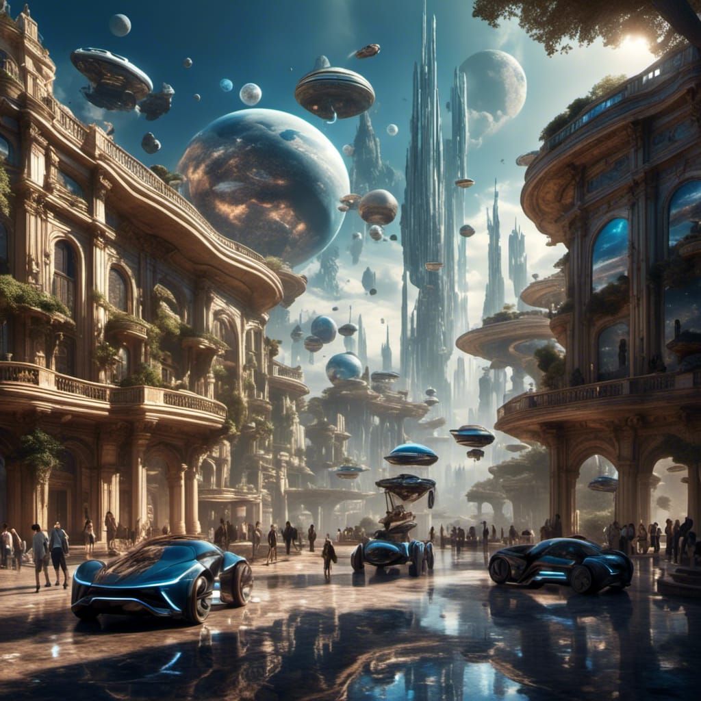 Futuristic Barcelona on Saturn