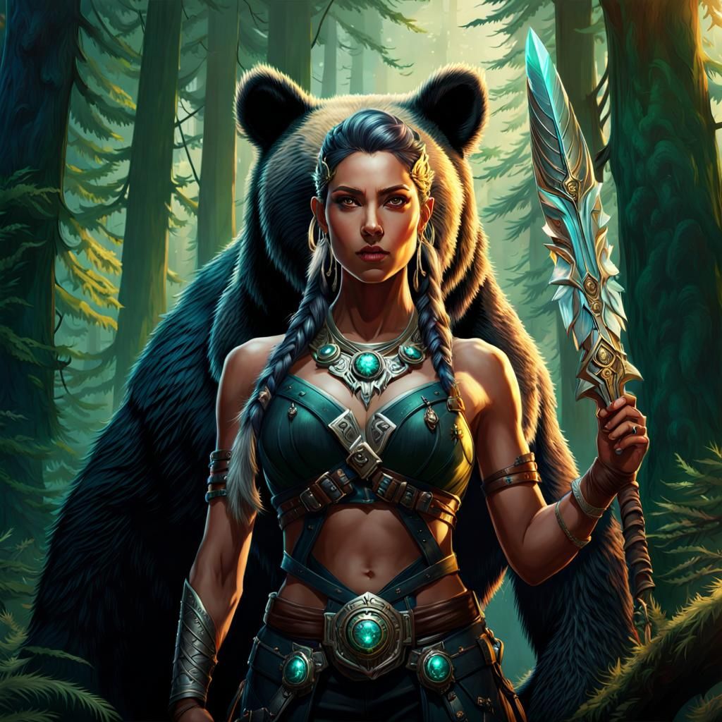 Biopunk Druid in Fantasy World, Hyperrealistic Art