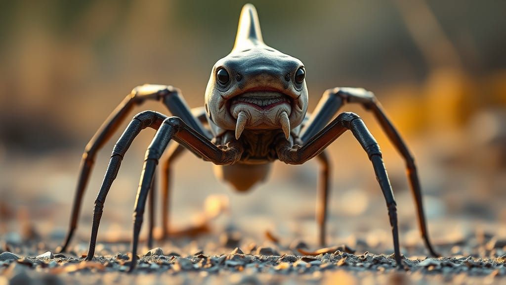 Menacing Shark-Spider Hybrid in Dramatic Wildlife Pose