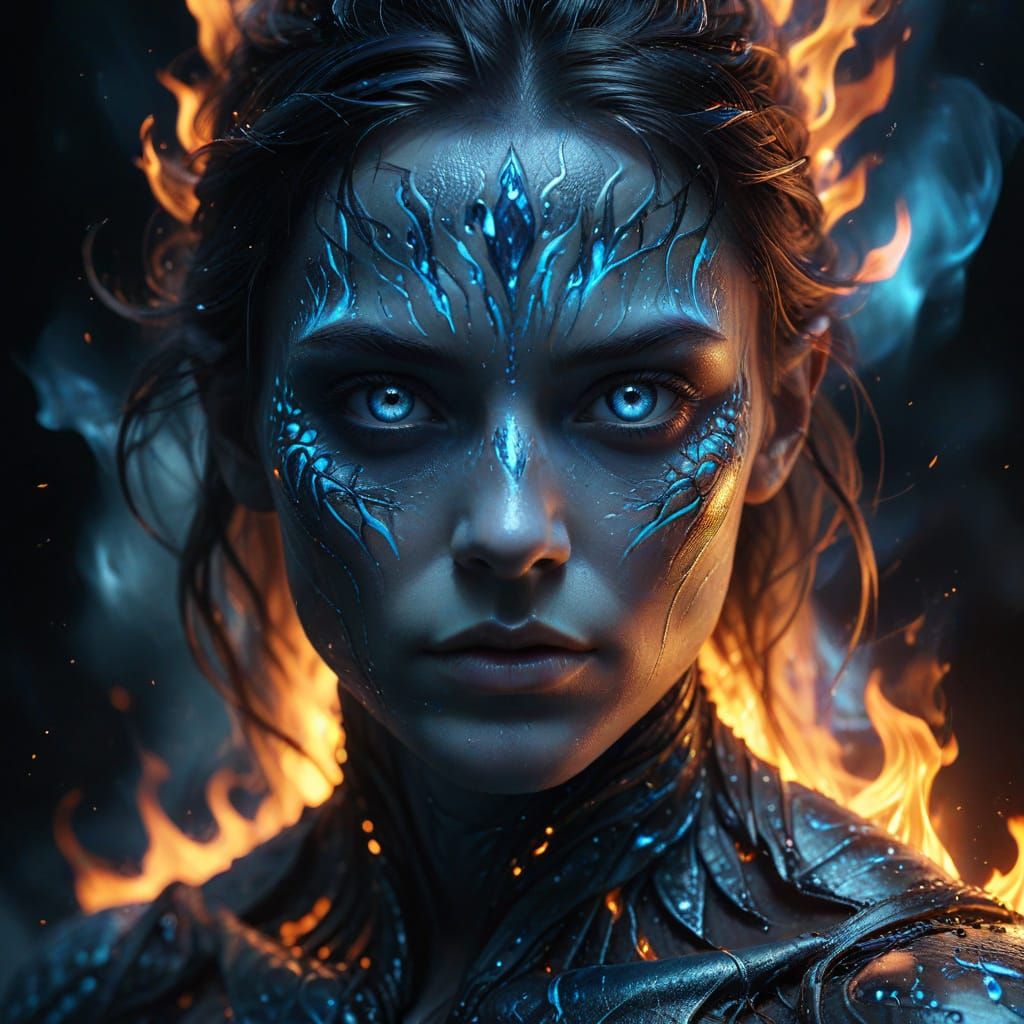 Ethereal Being Radiates Intense Heat in Vibrant, High-Contra...