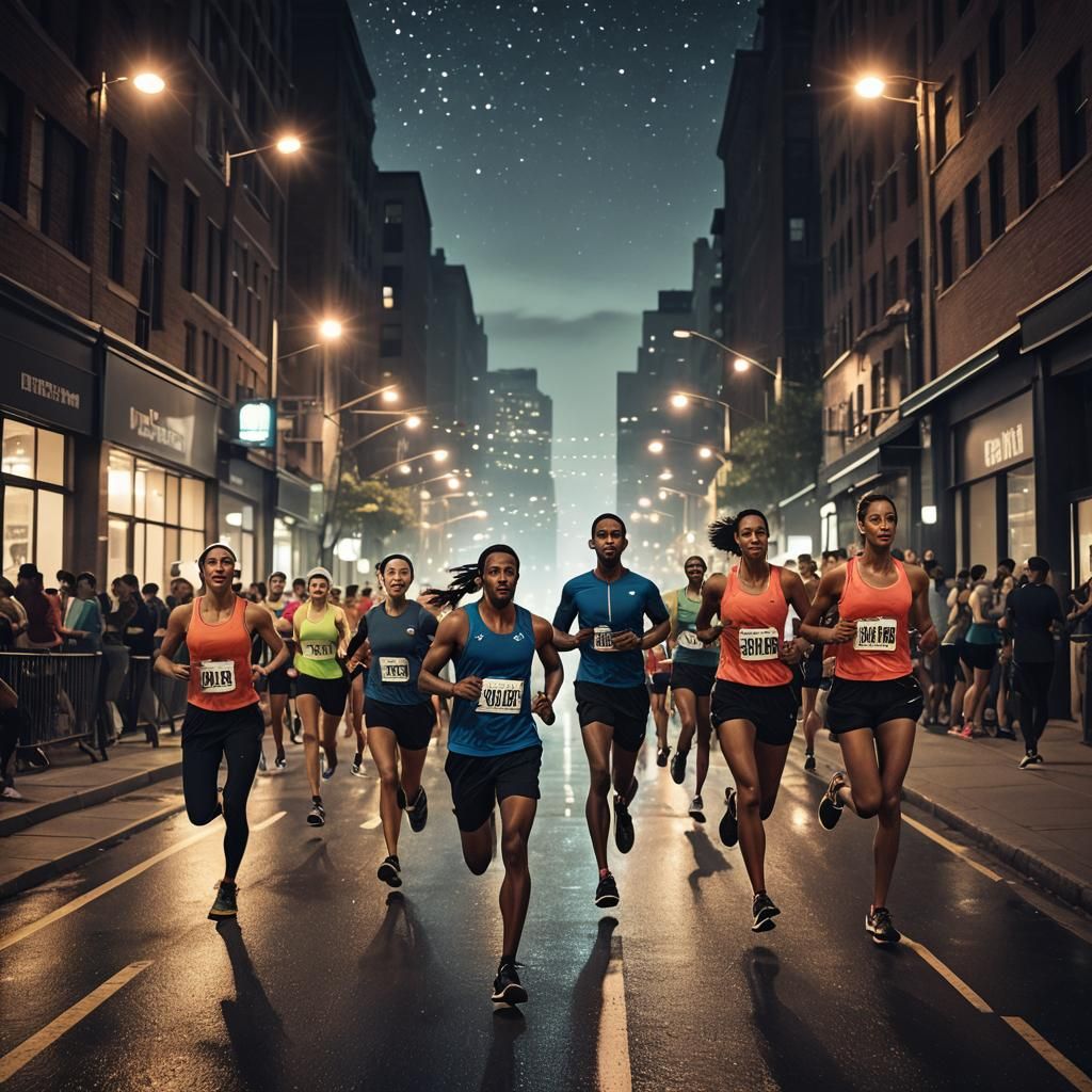 Night Run in the City: Ultra-Realistic Image