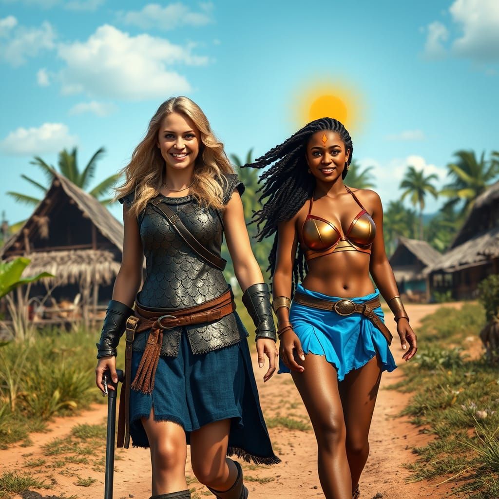 Warrior Priestess and Adventurer Embody Friendship in Tropic...