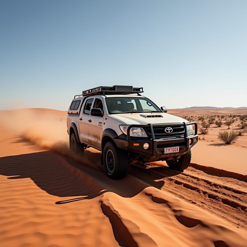 Toyota Hilux Off-Roading in Australian Desert