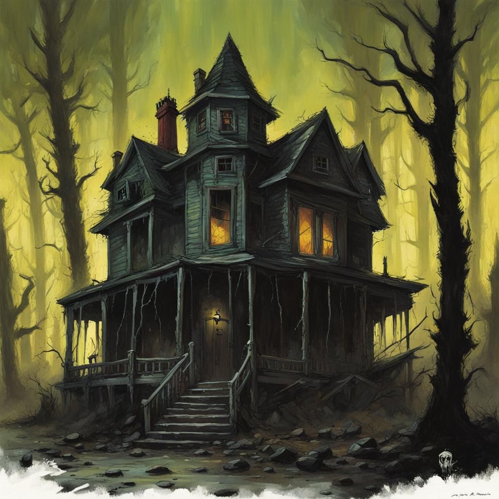 Sinister House of Horrors in Dark Fantasy Style