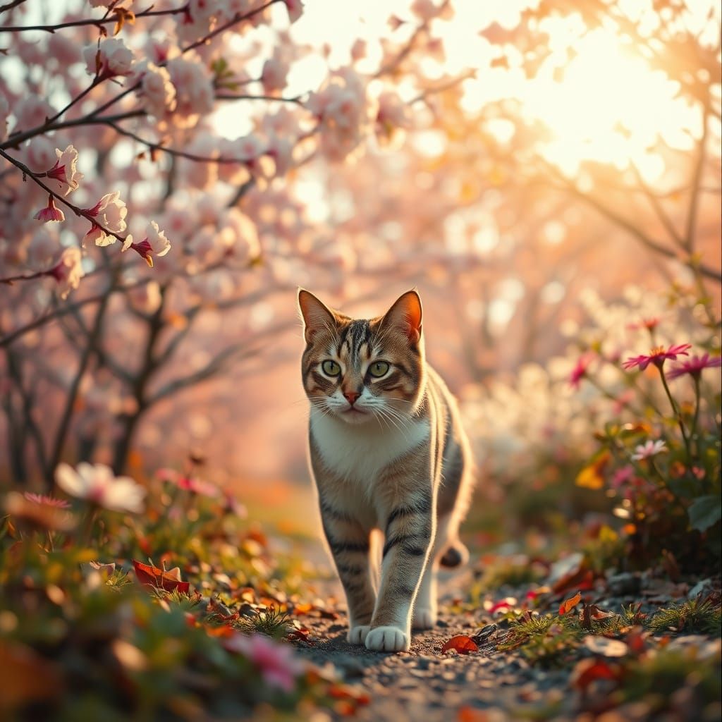 Cinematic Cat Meanders Through Changing Seasons