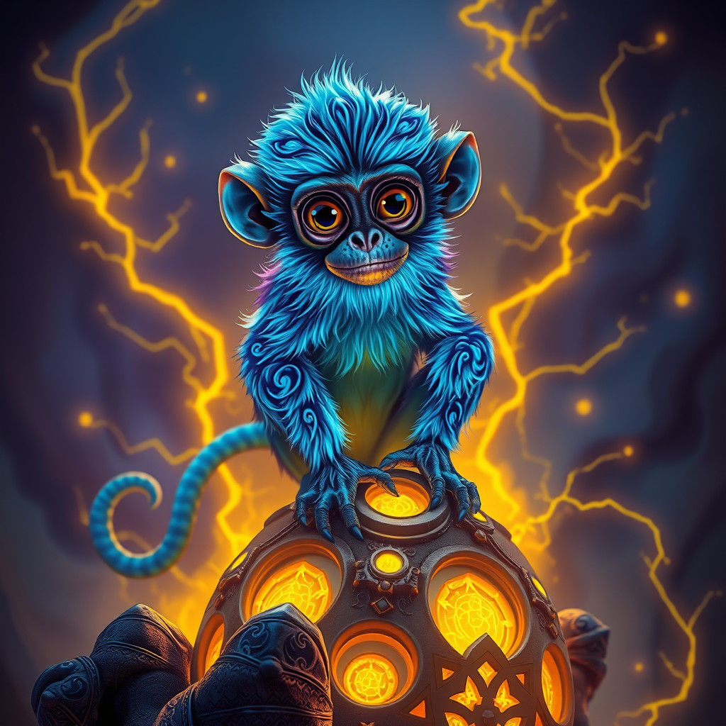 Electric Monkey in Mystical Art Nouveau Setting