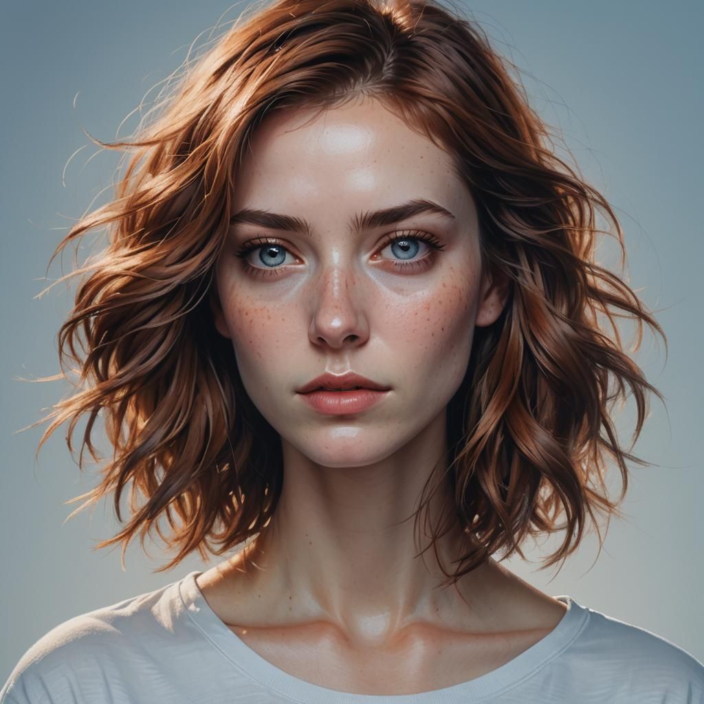 Ethereal Portrait of Woman with Silver Eyes