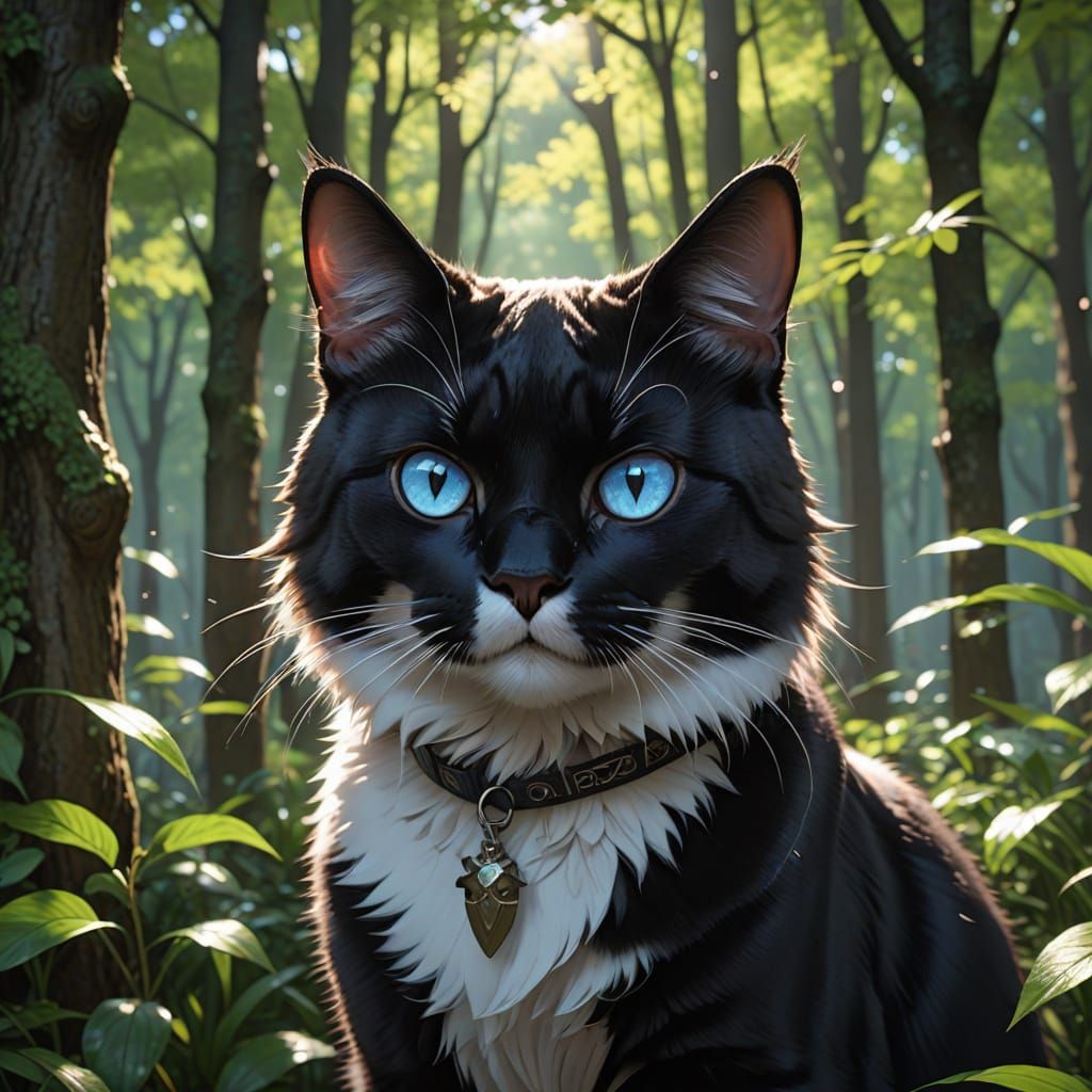 Stunning 3D Anime Forest Cat