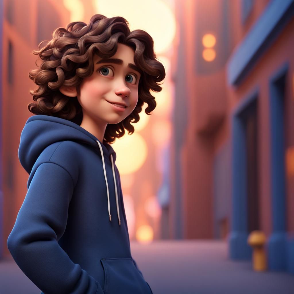 Teenage Boy in Hoodie: 3D Digital Art