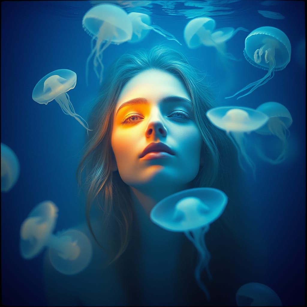 Ethereal Pisces Goddess in Dreamy Oceanic Scene