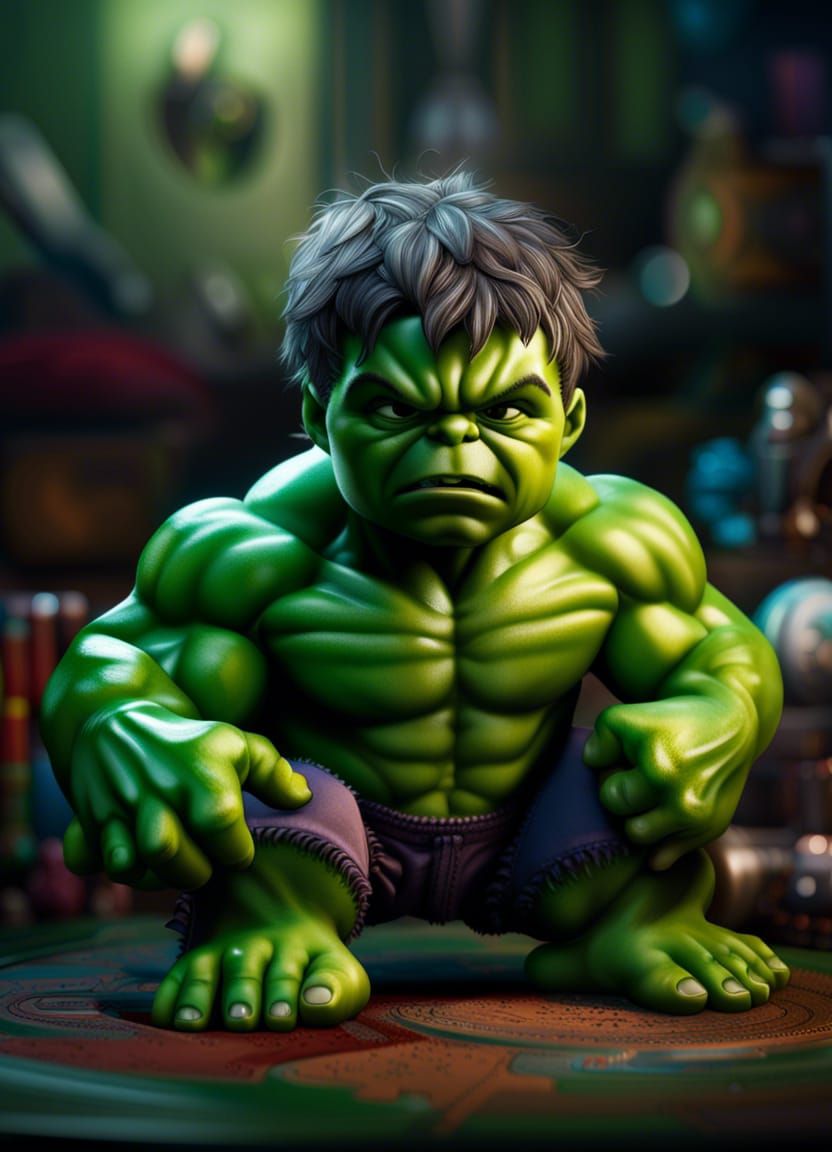 Adorable Baby Hulk Hyperrealistic Concept Art