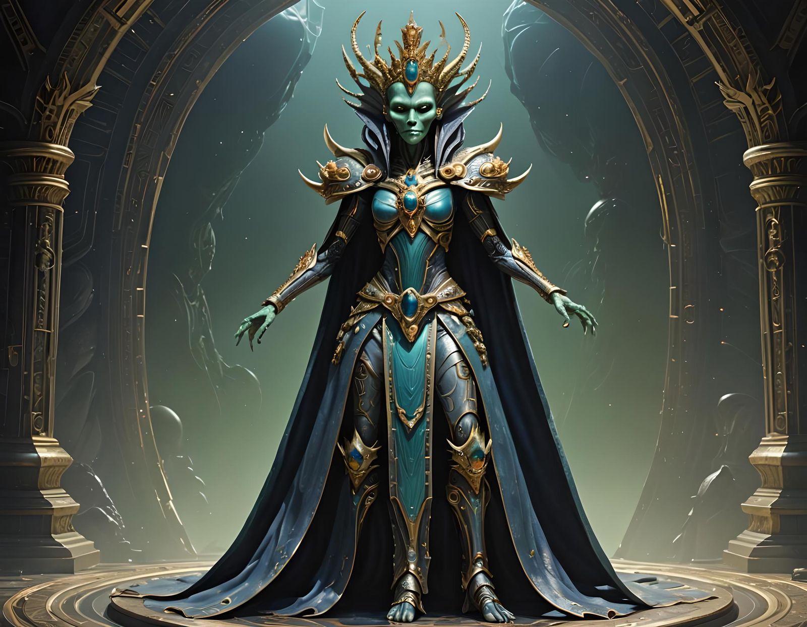 Alien Empress with Crown, Full Body