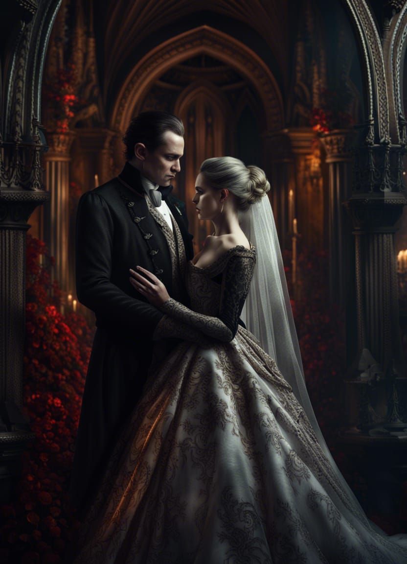 Gothic Vampire Wedding: Macabre Cinematic Close-Up