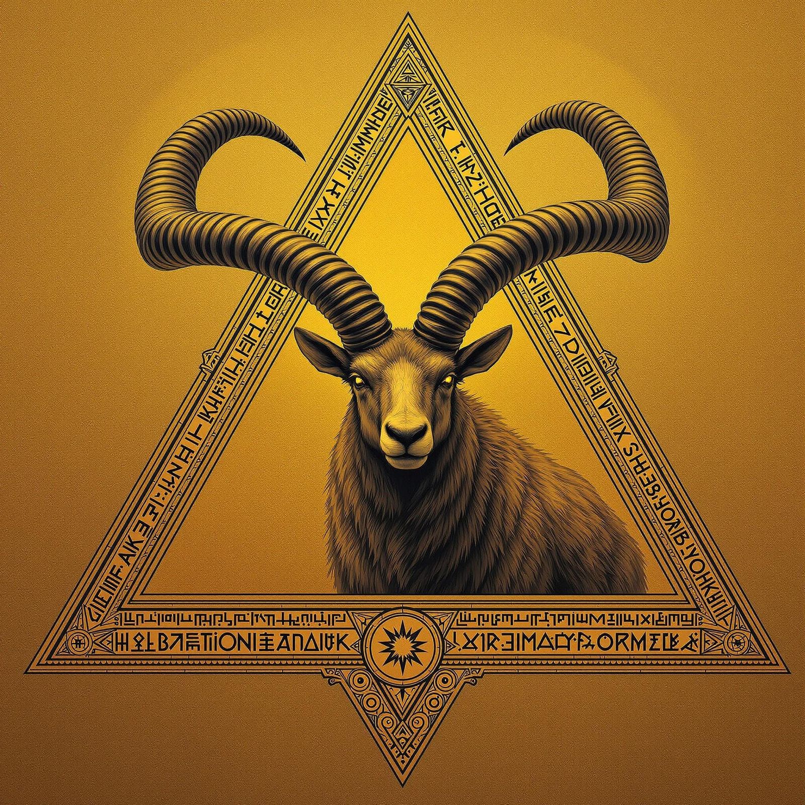 Regal Golden Ibex in Steampunk Landscape