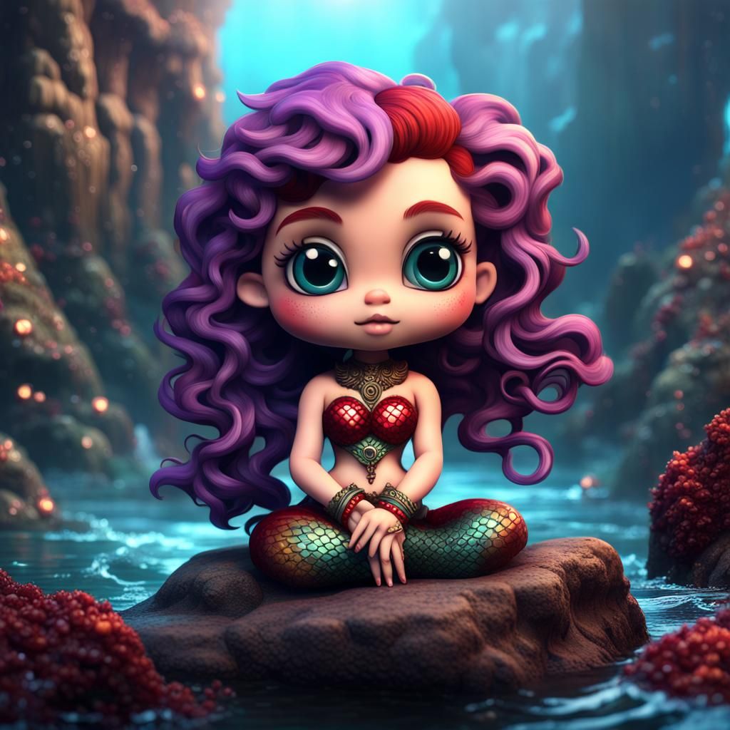 "mermaid sitting in a rock”.