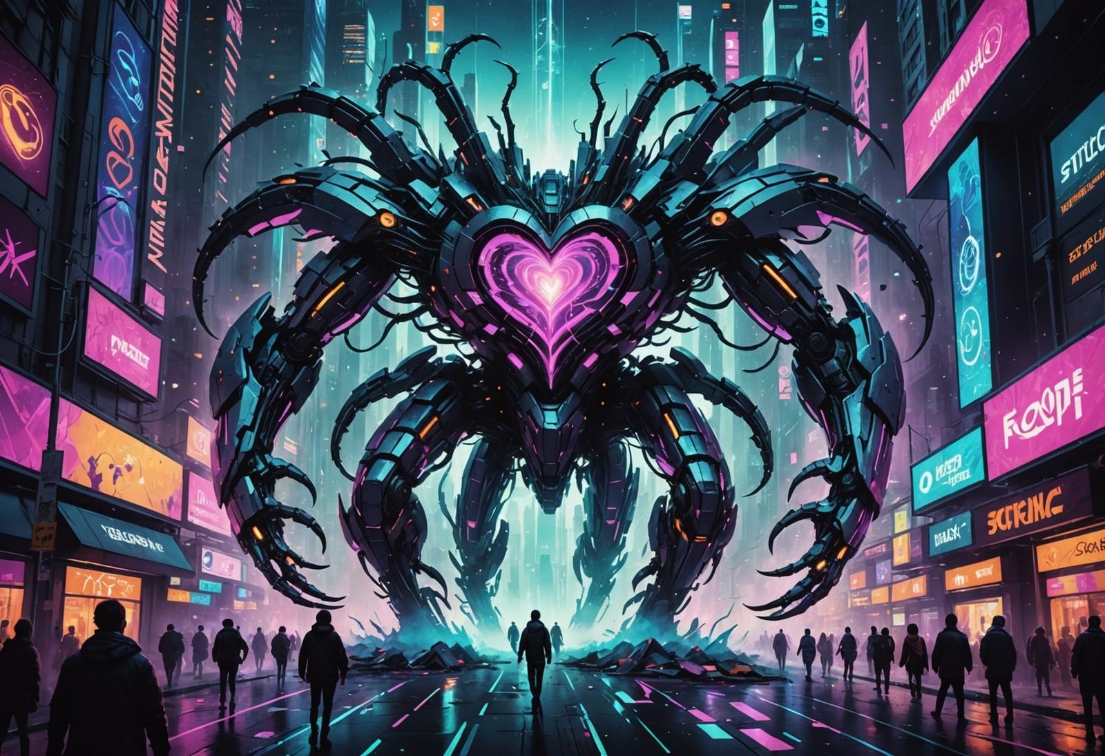 Cosmic Entity Erupts From Portal In Futuristic Cityscape