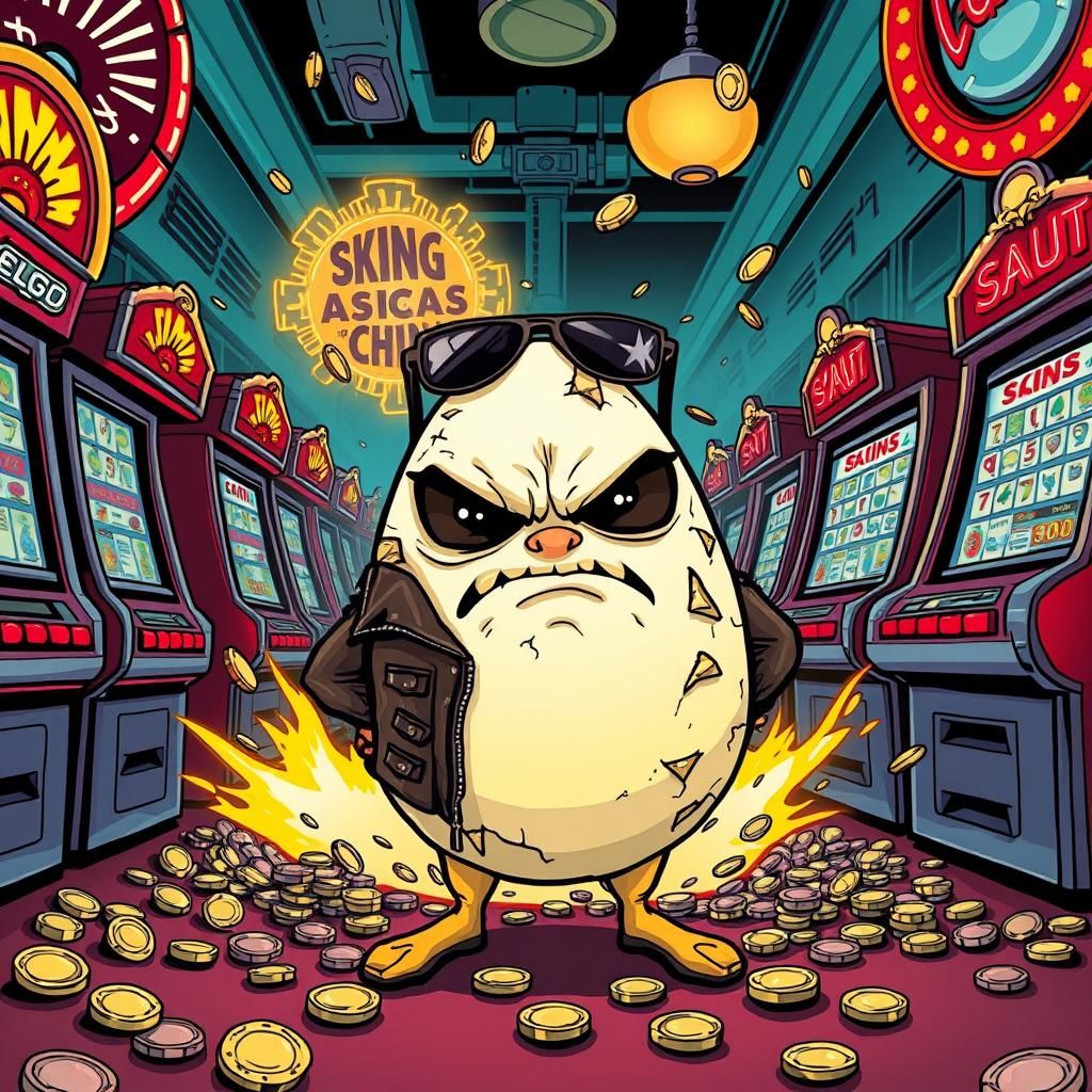 Angry Egg's Casino Misfortune: A Comic Book Scene