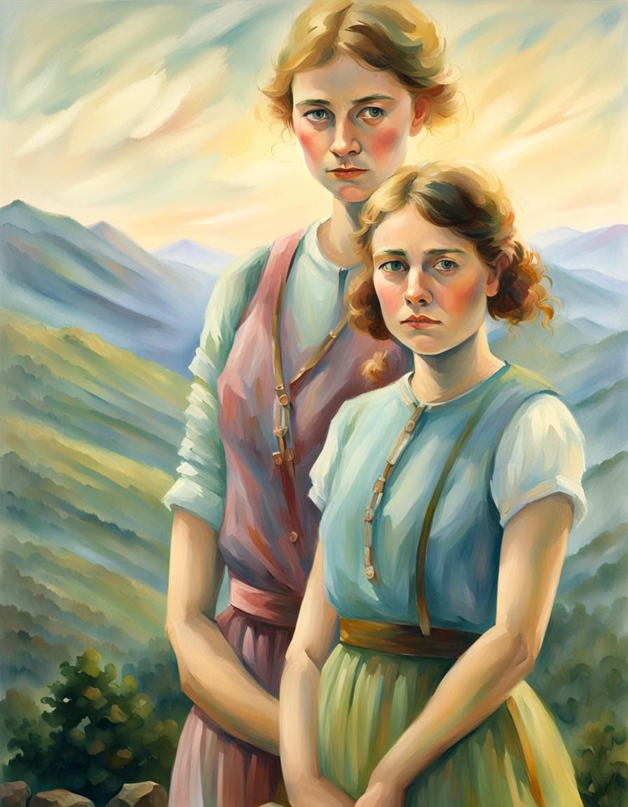 Impressionist Landscape of Women in Appalachian Mountains