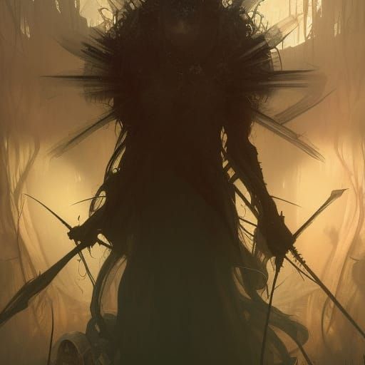 Hyperdetailed Dark Fantasy Art in Purple and Yellow