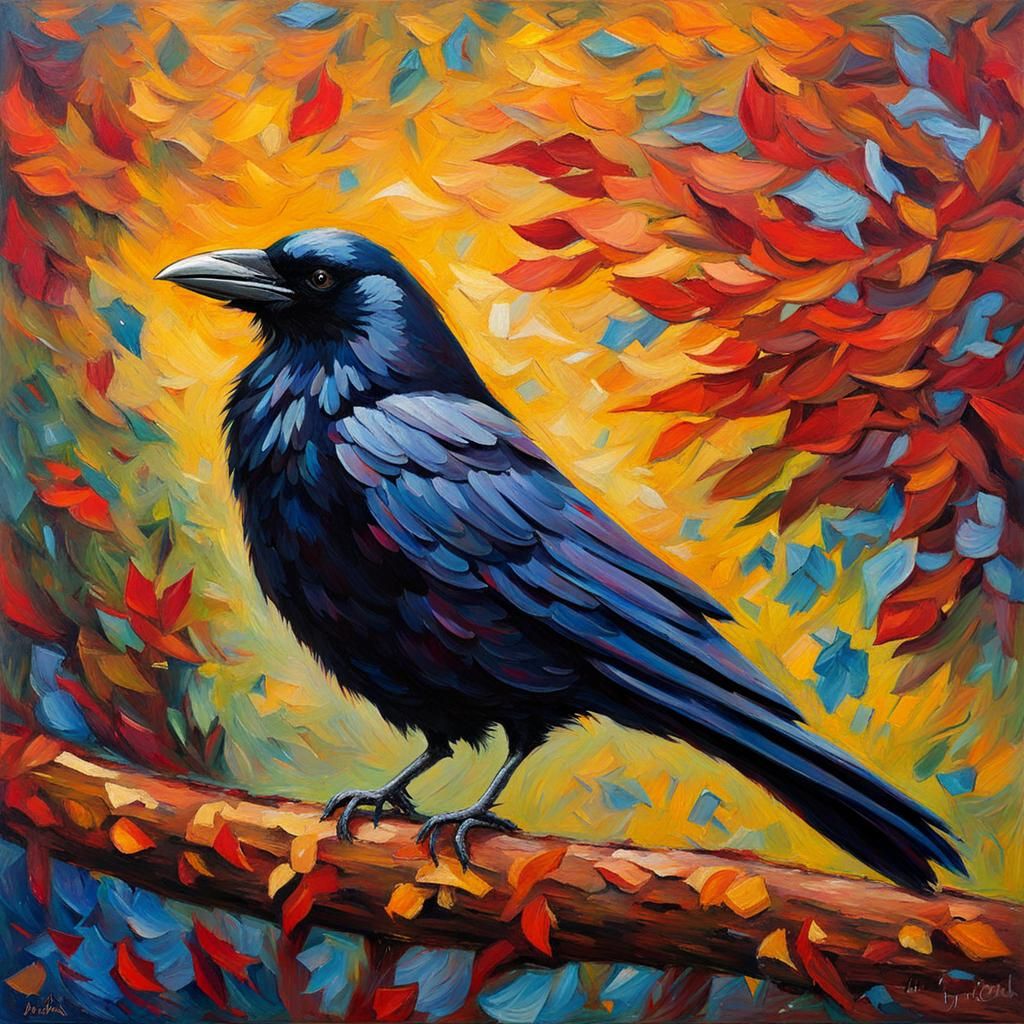 Crow Christmas Card in Expressionist Style