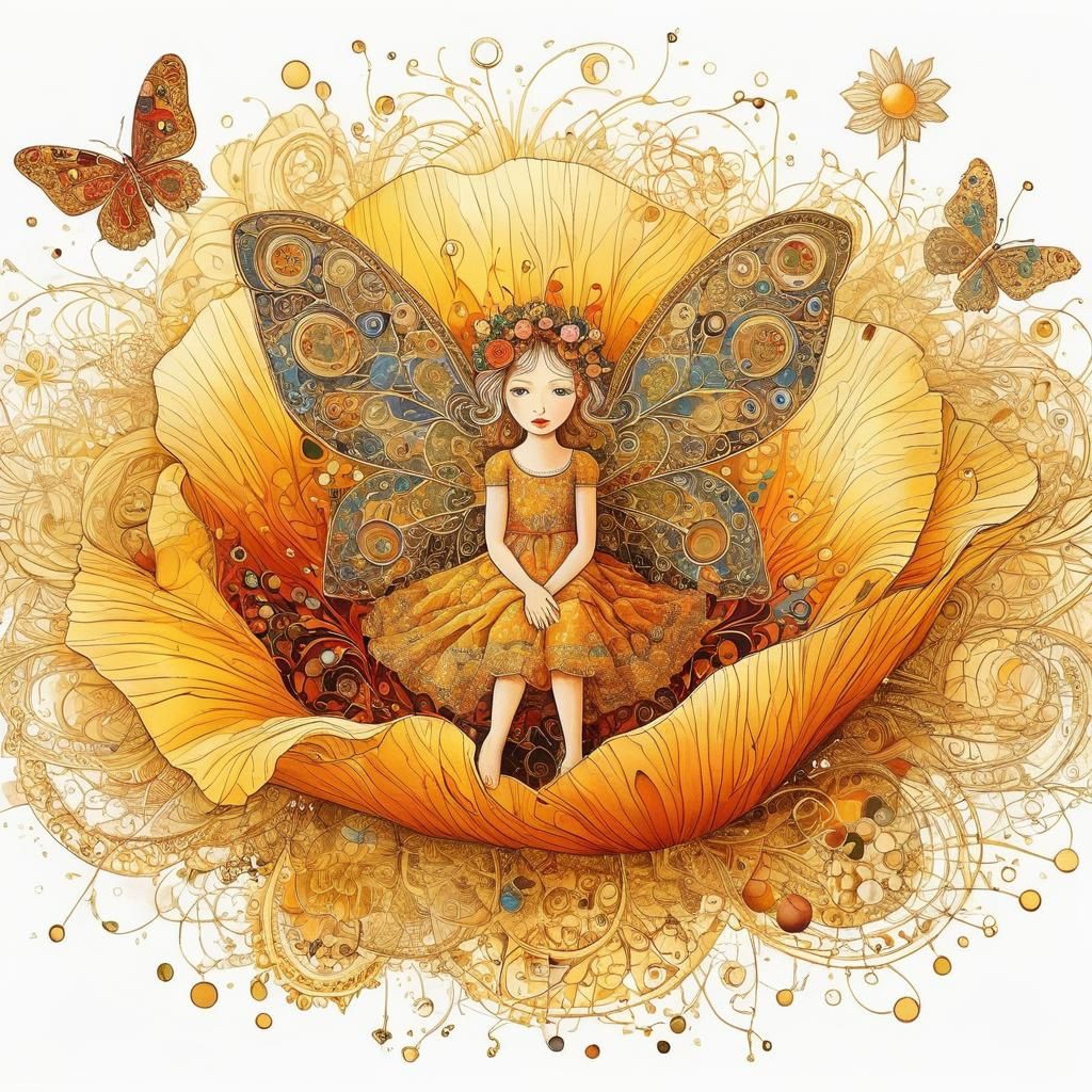 Abstract Folk Art with Isometric Elements