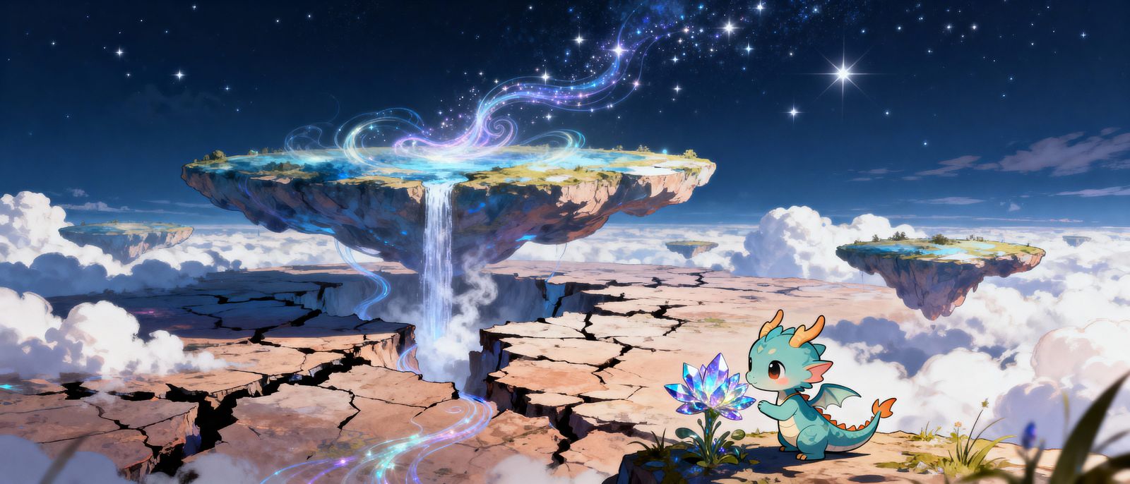 Ephemeral Dreamscape Sky Islands in Anime Style