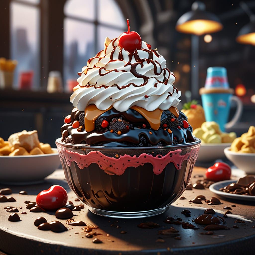Fantastical Hot Fudge Sundae Concept Art