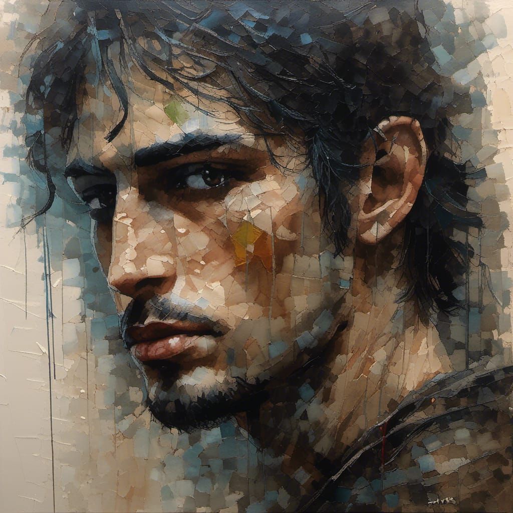💔 🔥 Filigree, young gypsy man, Oil Painting, Hyperdetailed...