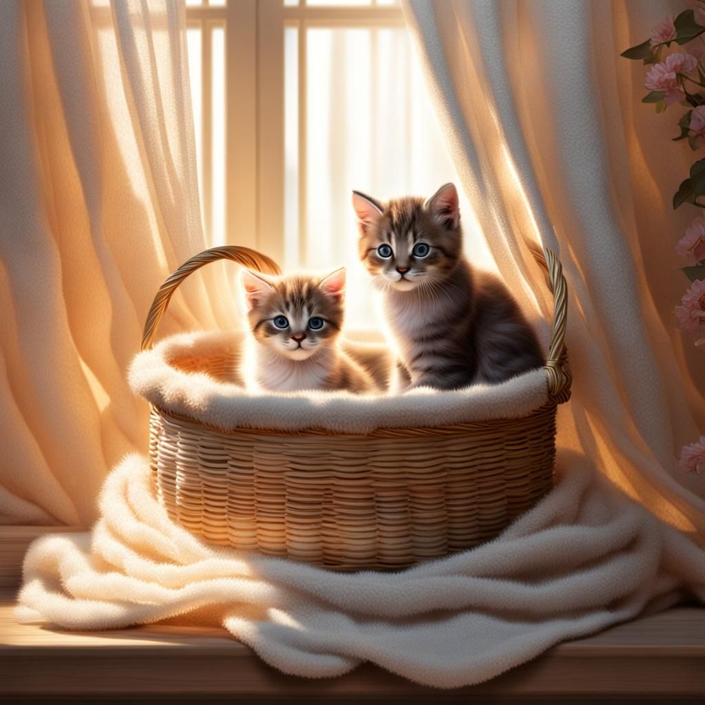 Cozy Kitten in Sunlit Room: Hyperrealistic Image