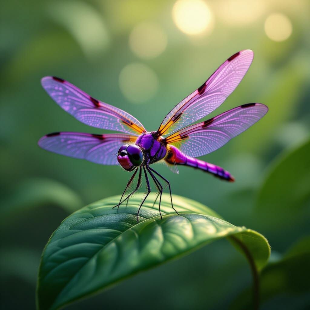 Purple and Gold Dragonfly Matte Painting