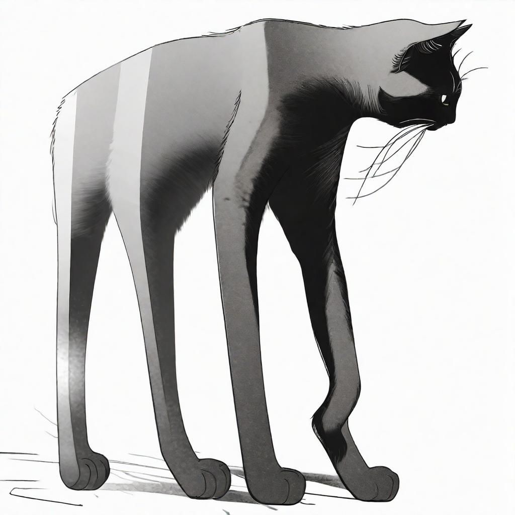 Monochrome Image of a Slender Cat