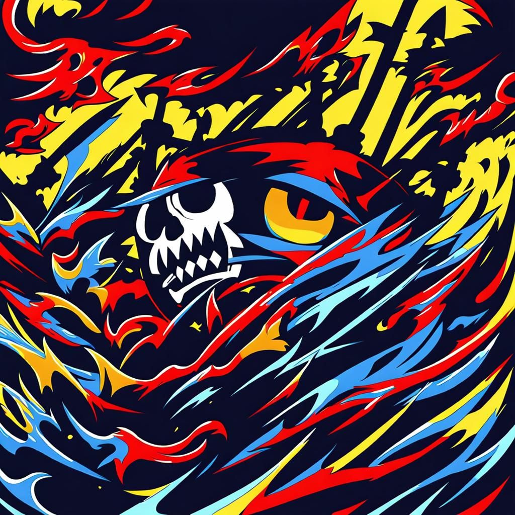 The Despicable Pirates' Jolly Roger in Vibrant Yellow and Bl...