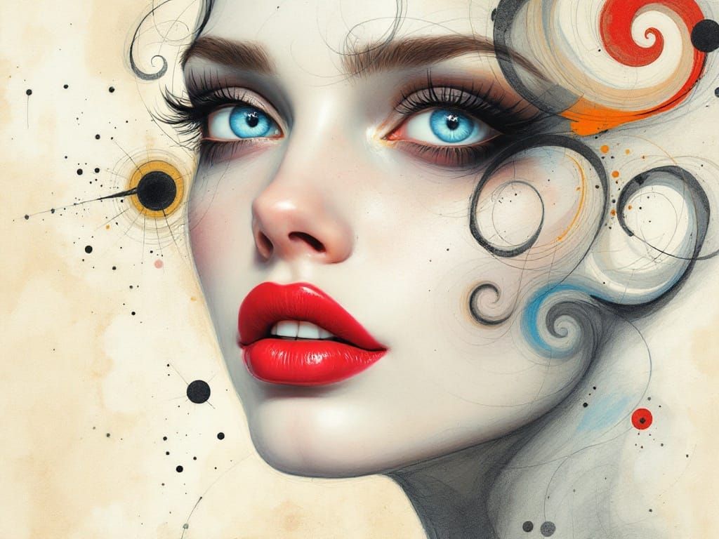 Surreal Portrait with Swirls in Dali Style