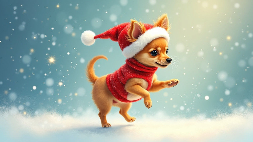 Chiweenie's Whimsical Winter Wonderland in Watercolor Style