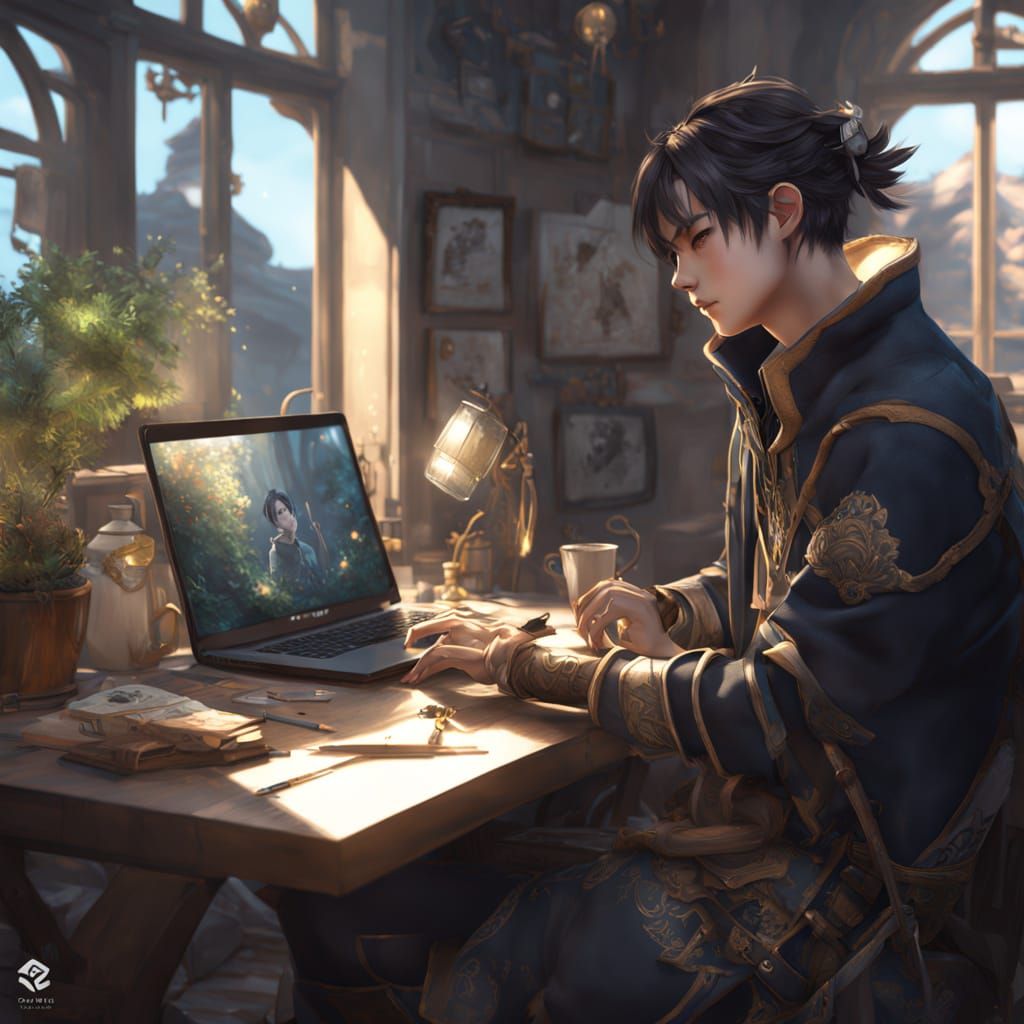 Cozy Programmer's Haven in Warm Digital Art