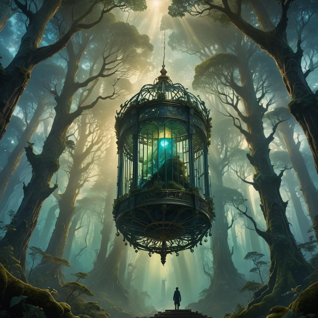 Mystical Forest Cage: A Digital Matte Painting
