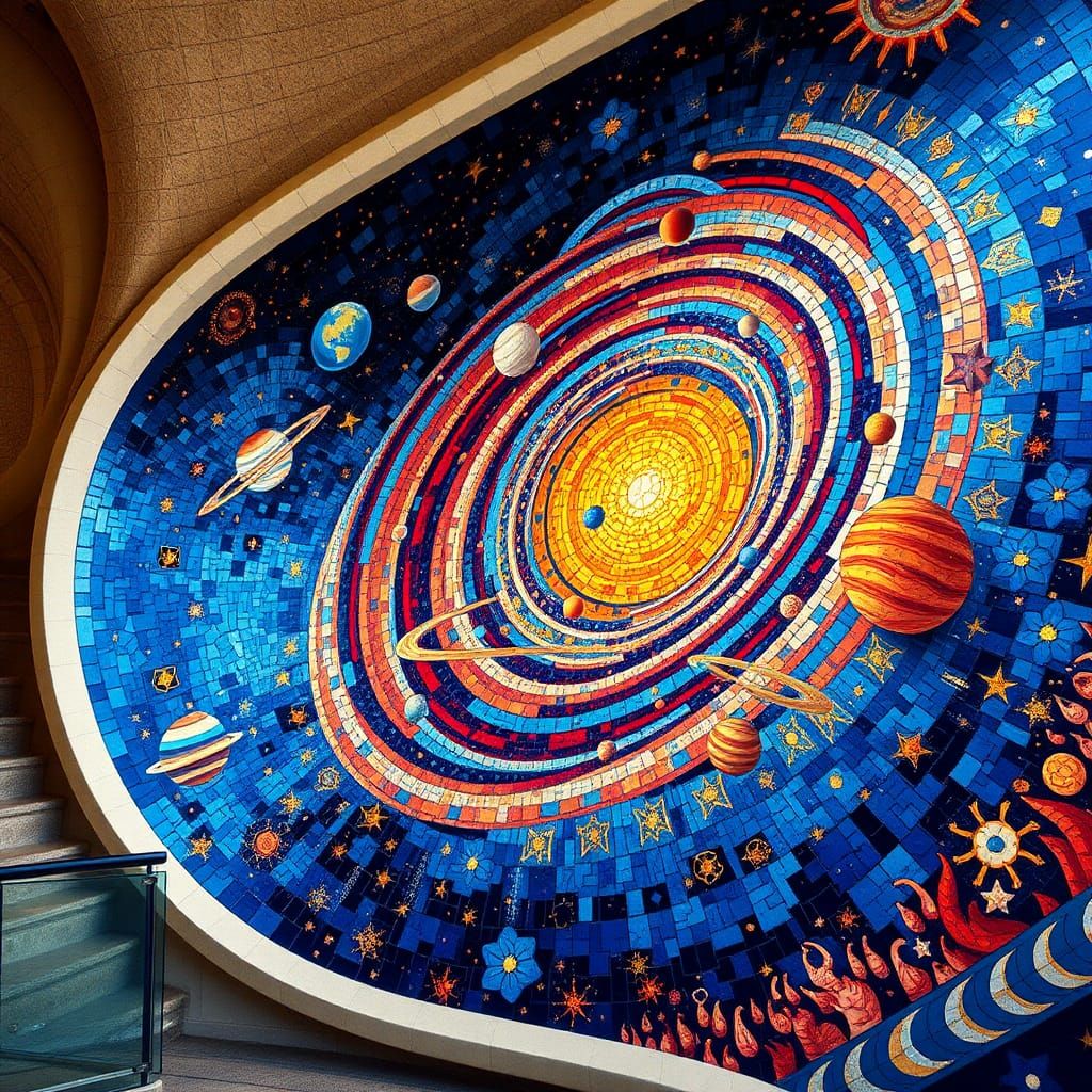 Solar System Mosaic in Gaudi Style