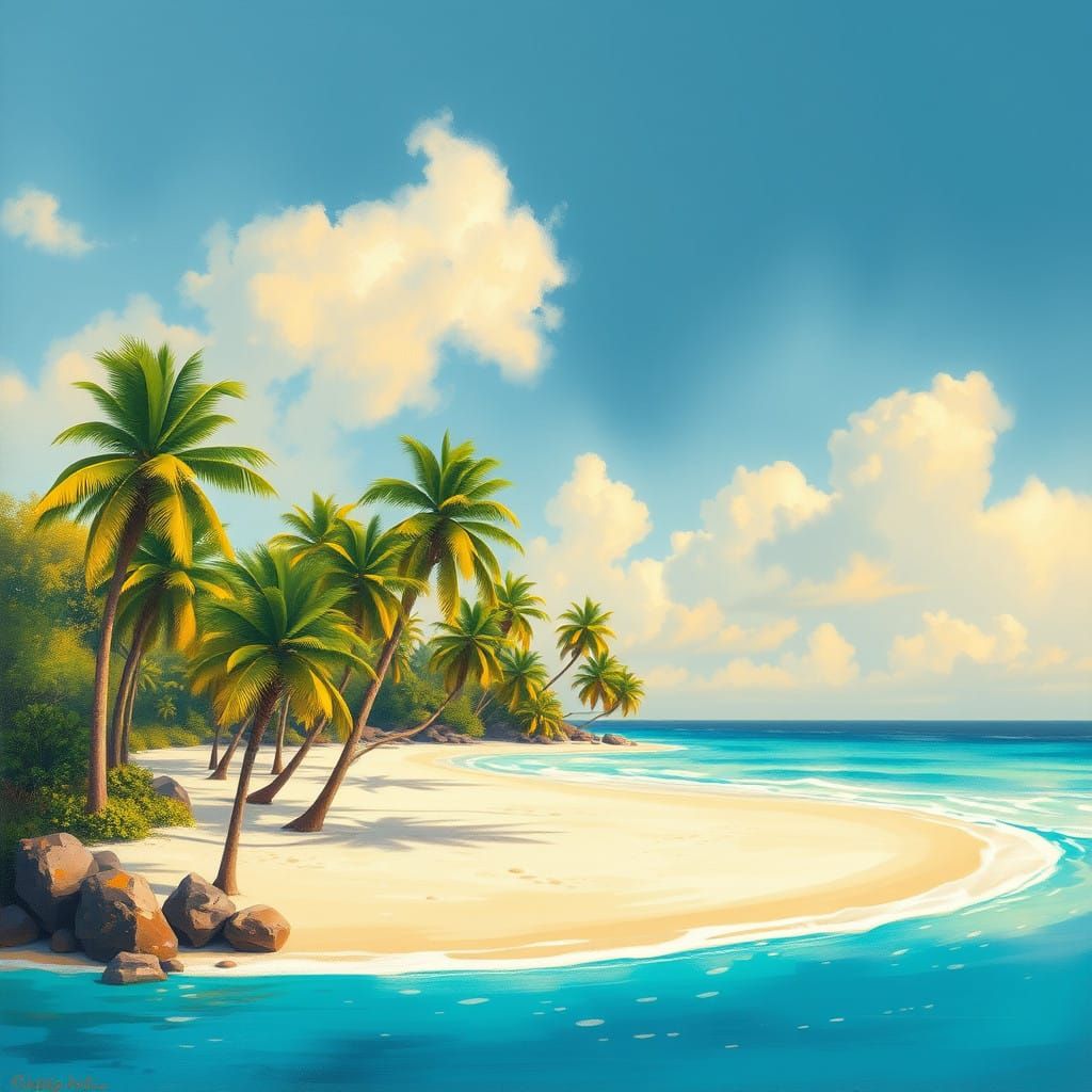 Idyllic Island Paradise in Warm Golden Light