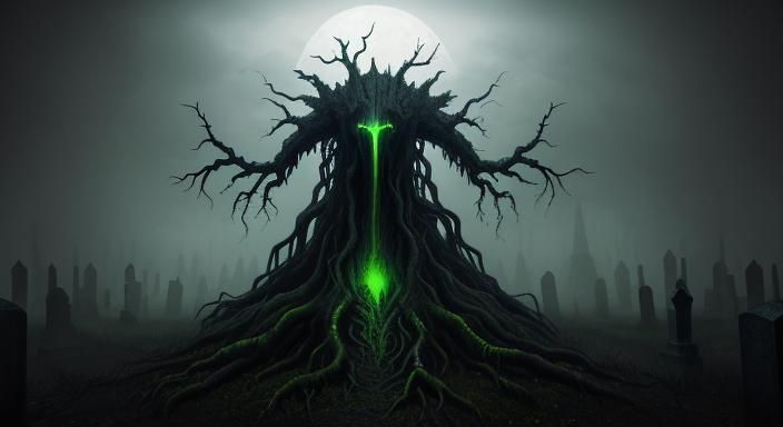 Eerie Figure Emerges from Graveyard Mist