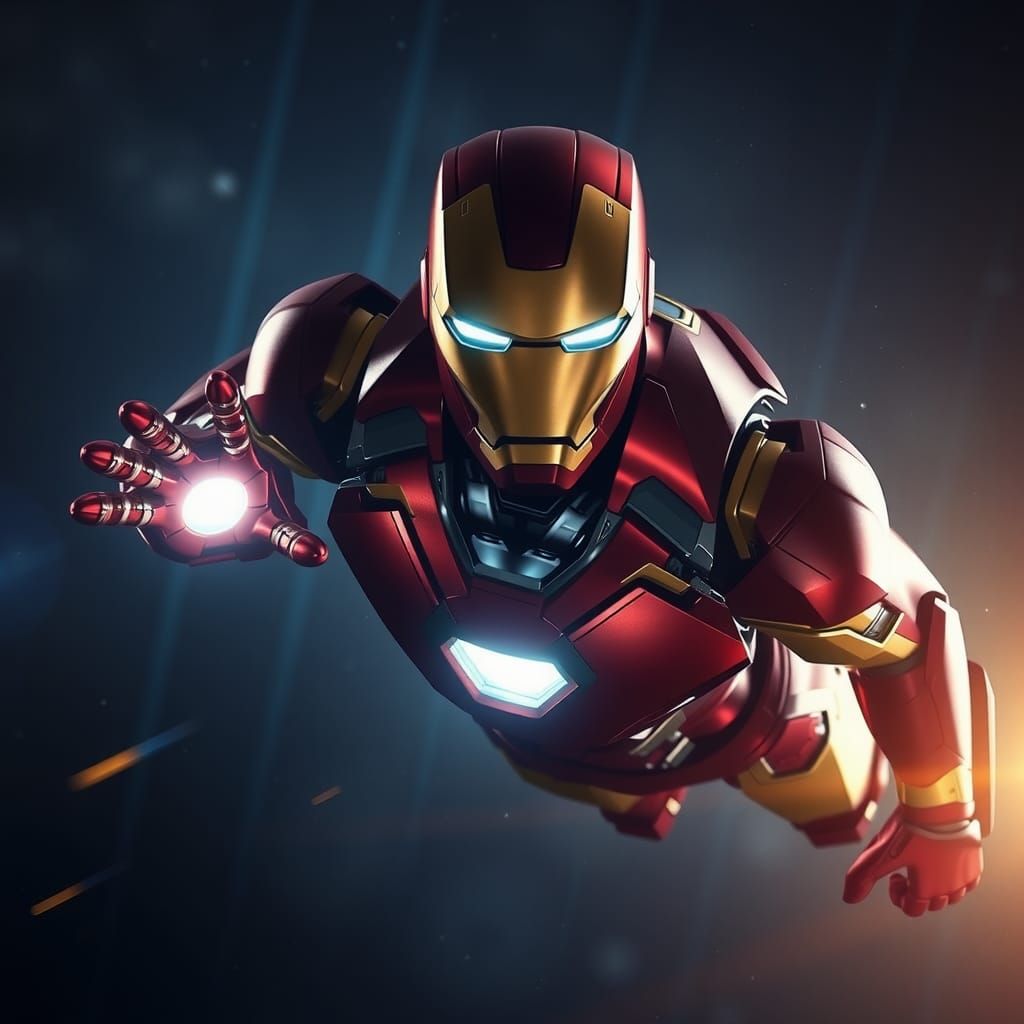 Iron Man Soaring Through Space