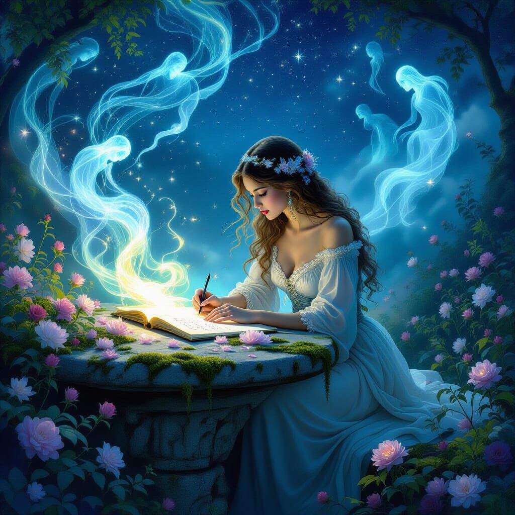 Persephone Writes Glowing Letters Under Starlight