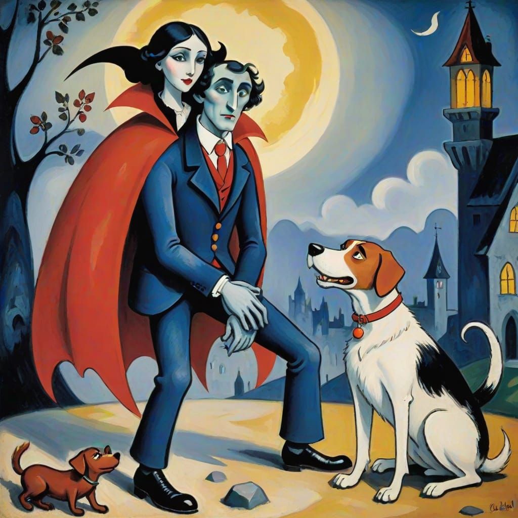 Vampire Lord's Compassion: Art by Chagall and Modigliani