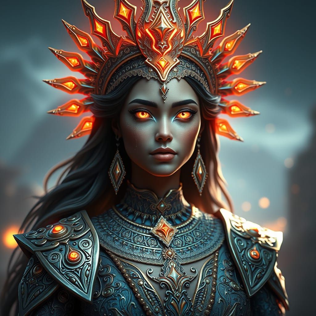 Iranian Goddess Daena in Hyper-Realistic 3D Rendering