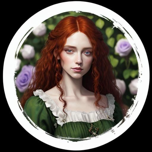Beautiful Peasant Girl with Copper Hair, Matte Painting