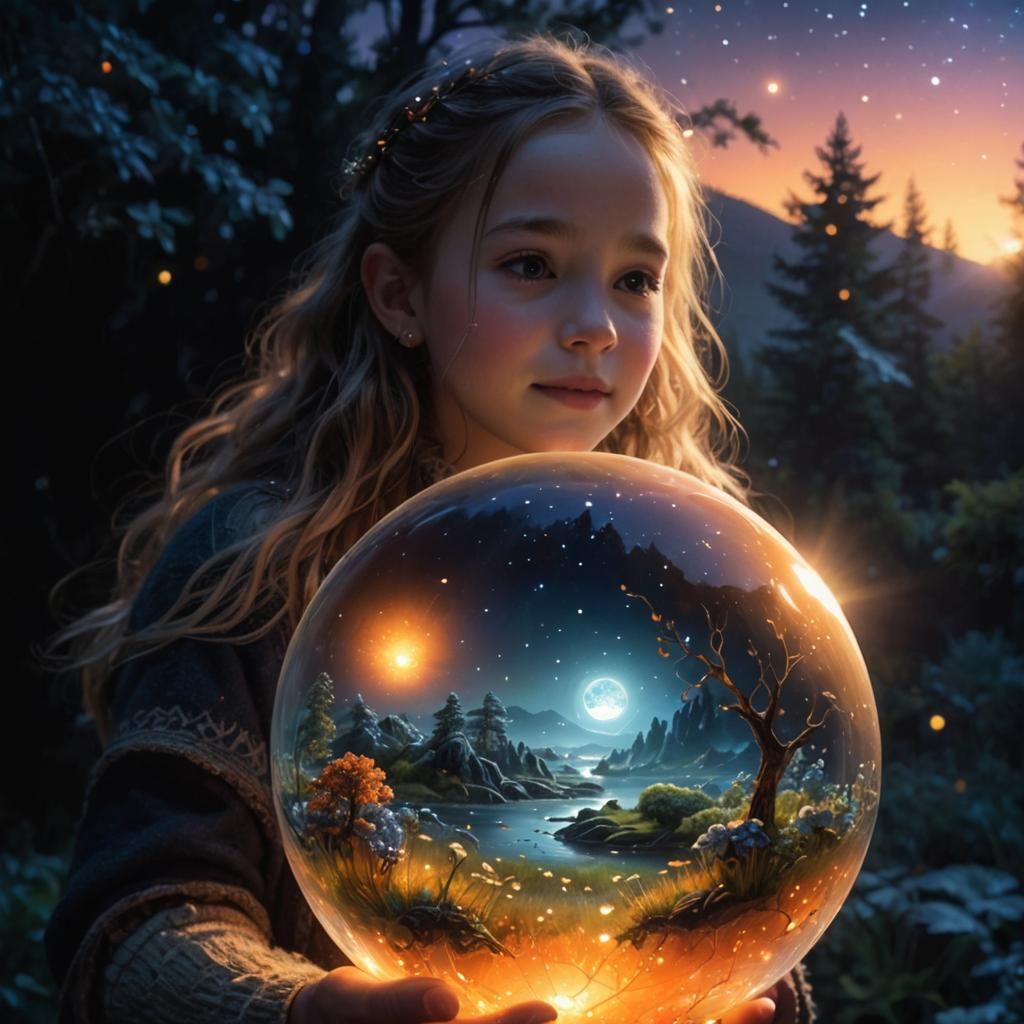 Orb Containing Tiny Landscape Full of Life