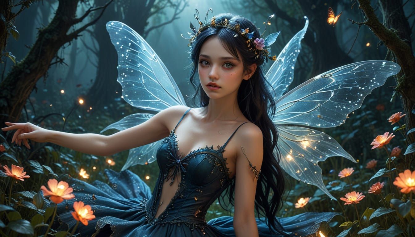 Enchanting Surreal Fairy in a Haunting Nightmare Landscape