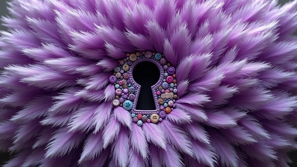 Feathered Cloak with Keyhole in Mixed Media Style