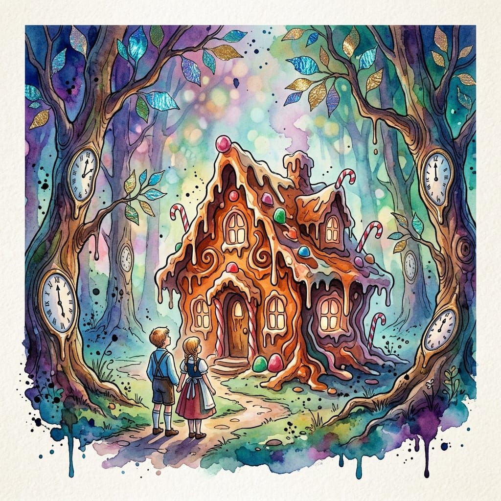 Hansel & Gretel's Surreal Gingerbread Cottage in Woods